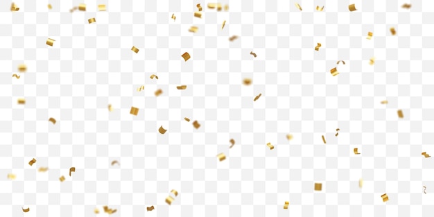 Confeti dorado sobre fondo transparente