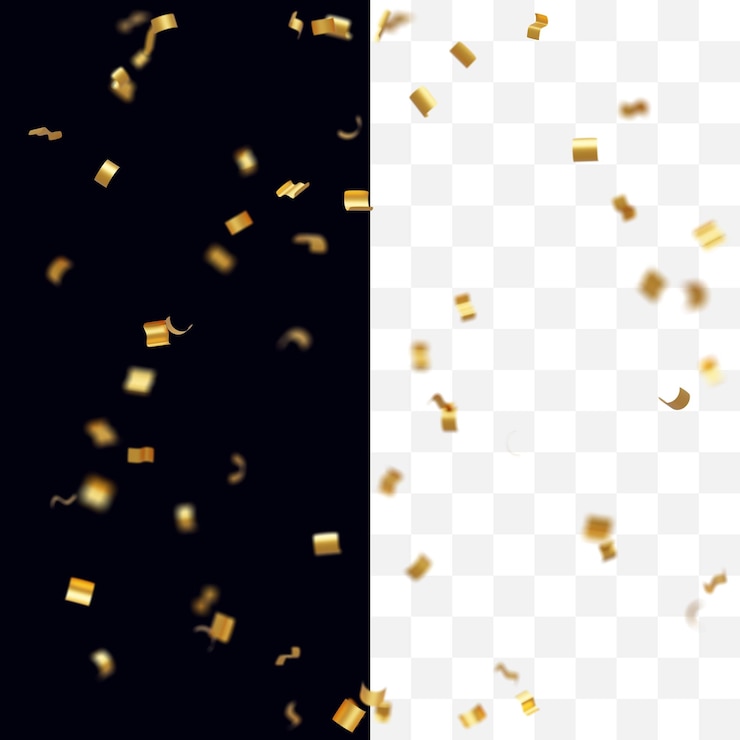 PSD confeti dorado sobre fondo transparente