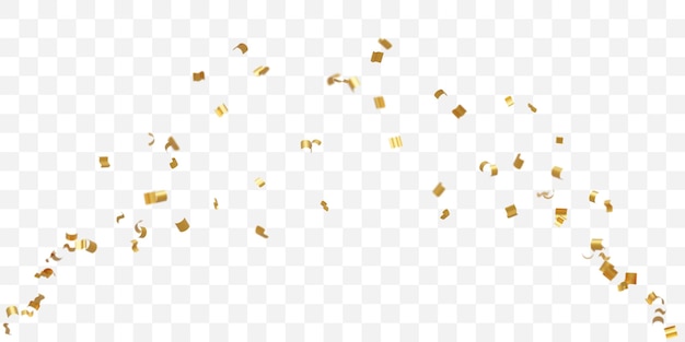Confeti dorado sobre fondo transparente