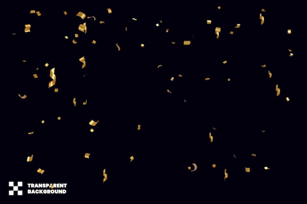 Confeti dorado sobre fondo transparente