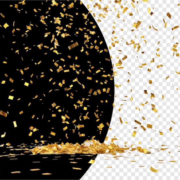 Confeti dourado em fundo transparente