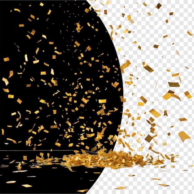 Confeti dourado em fundo transparente