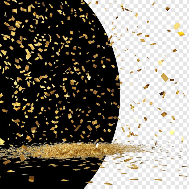 Confeti dourado em fundo transparente