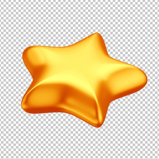 Confeti de estrella naranja metálica en 3D con fondo transparente