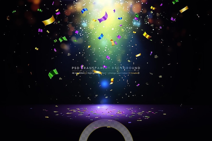 PSD confetti colorati che volano su uno sfondo trasparente