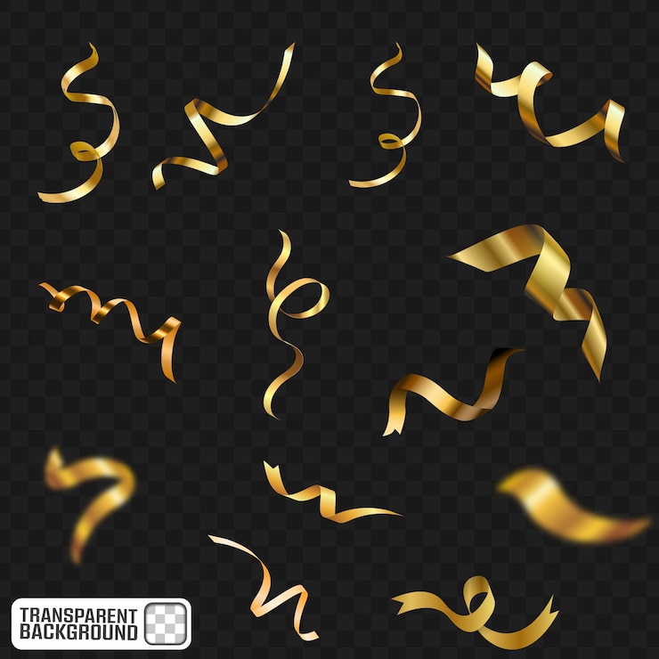 PSD confetti con nastri d'oro
