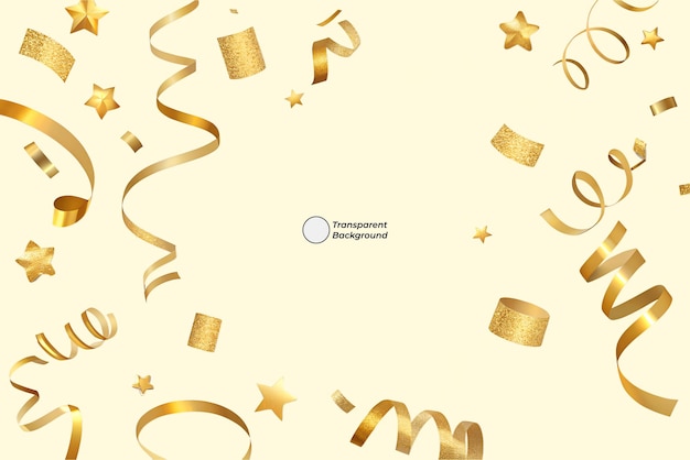 Confetti d'oro e nastri Celebrazione festiva Sfondi per feste ed eventi