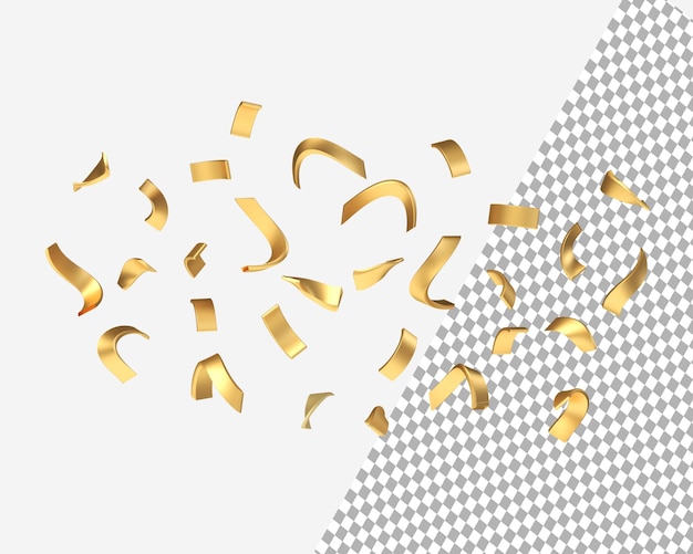 PSD confetti doré brillant isolé sur un fond transparent