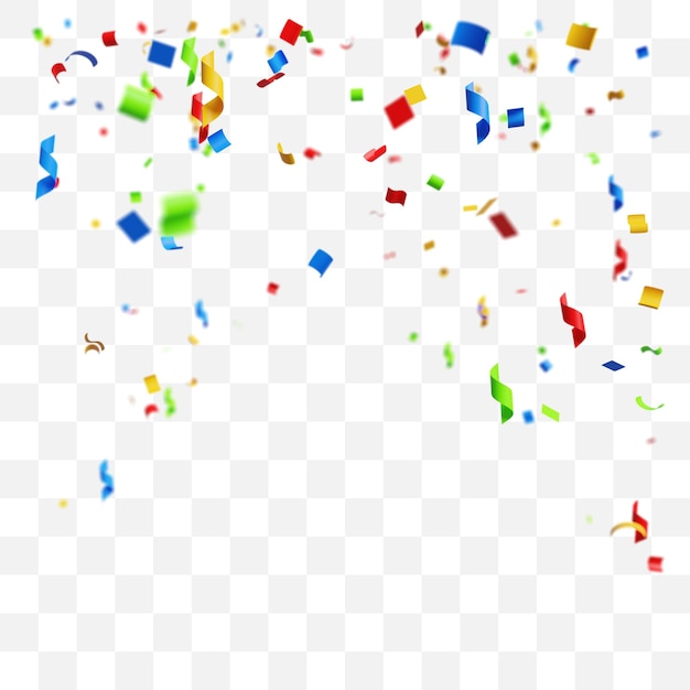 Des confettis colorés sur un fond transparent