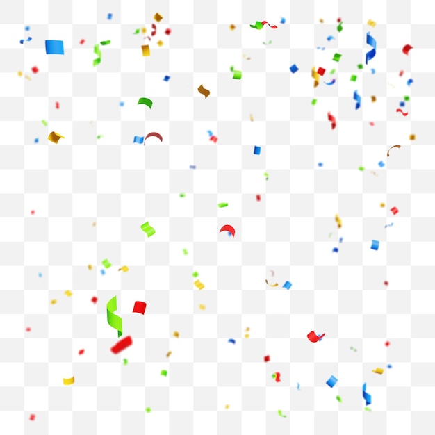 Des confettis colorés sur un fond transparent