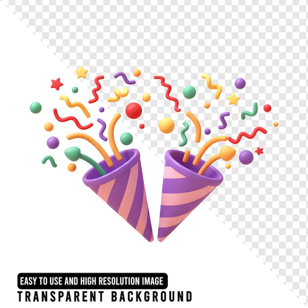 Des confettis débordant de célébrations colorées sur un fond transparent