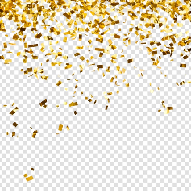 Des confettis dorés tombant sur un fond transparent