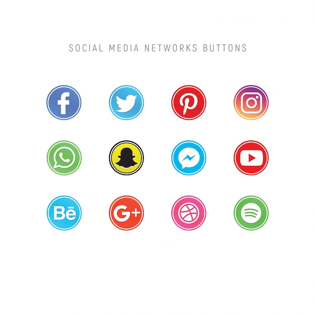 Confezione di pulsanti di social network
