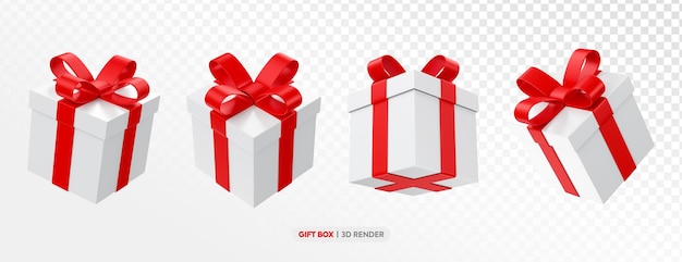 confezione di regalo bianca e rossa 3d render