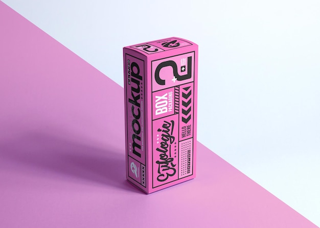 confezione realistica scatola rosa mockup design isolato