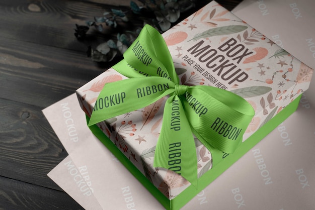 Confezione regalo decorata con nastro e fiocco