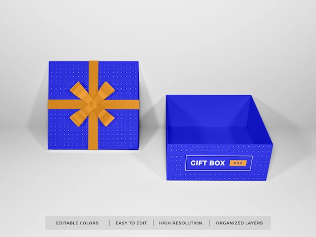 Confezione regalo di Natale con nastro Mockup isolato
