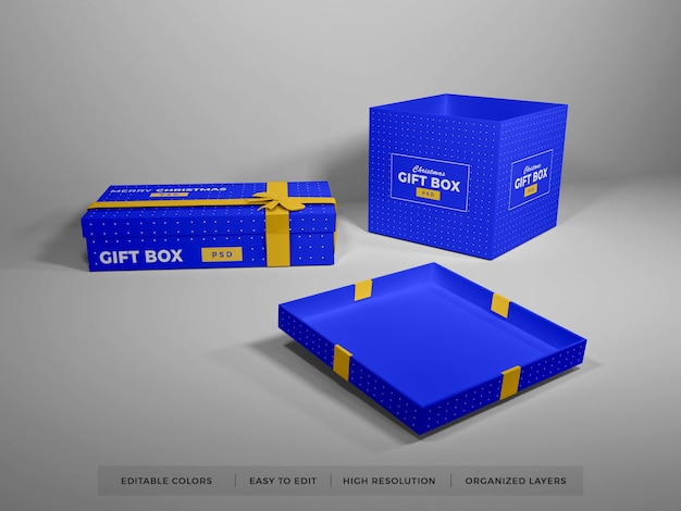 Confezione regalo di Natale con nastro Mockup