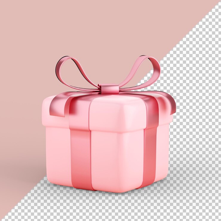 Confezione regalo rosa isolato rendering 3d