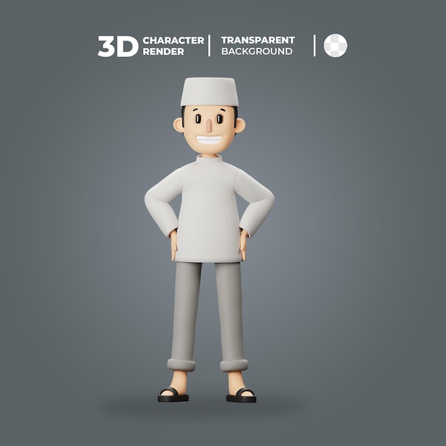 Confiado personaje musulmán modelo 3d