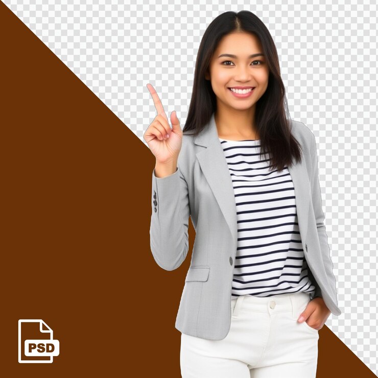 PSD confident young professional highlights your message with a smile psd