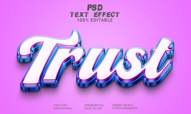 Confíe en el archivo PSD de efecto de texto 3D