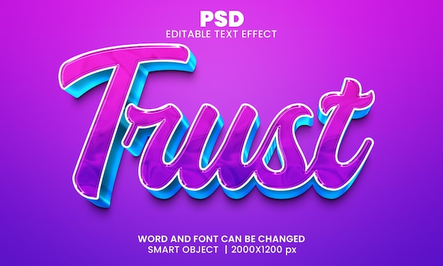 Confie no efeito de texto editável em 3d psd premium com plano de fundo