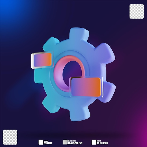 configuração colorida 3 da engrenagem da ilustração 3D