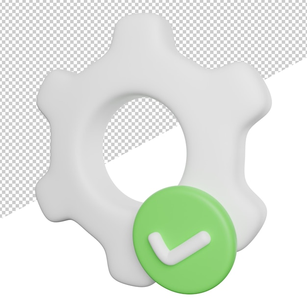 PSD configuração concluída assinar vista lateral ilustração do ícone de renderização 3d no fundo transparente