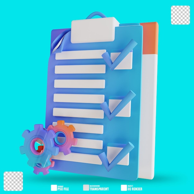 Configuração de documentos de aprovação de ilustração 3d