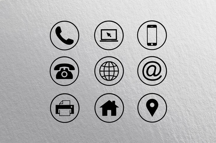 PSD configuração de ícones de informações de contacto