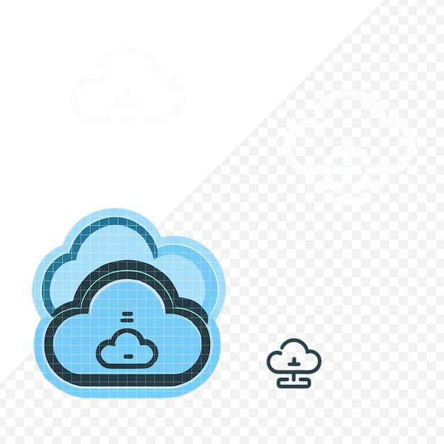 Configuração de ícones de nuvem e armazenamento em nuvem de fundo transparente vetorial