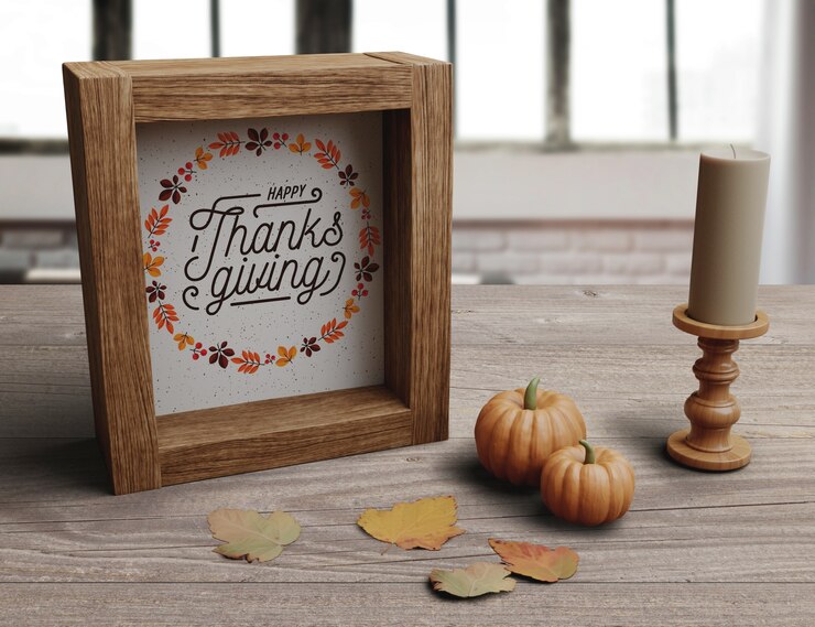 PSD configuración decorativa para el día de acción de gracias.