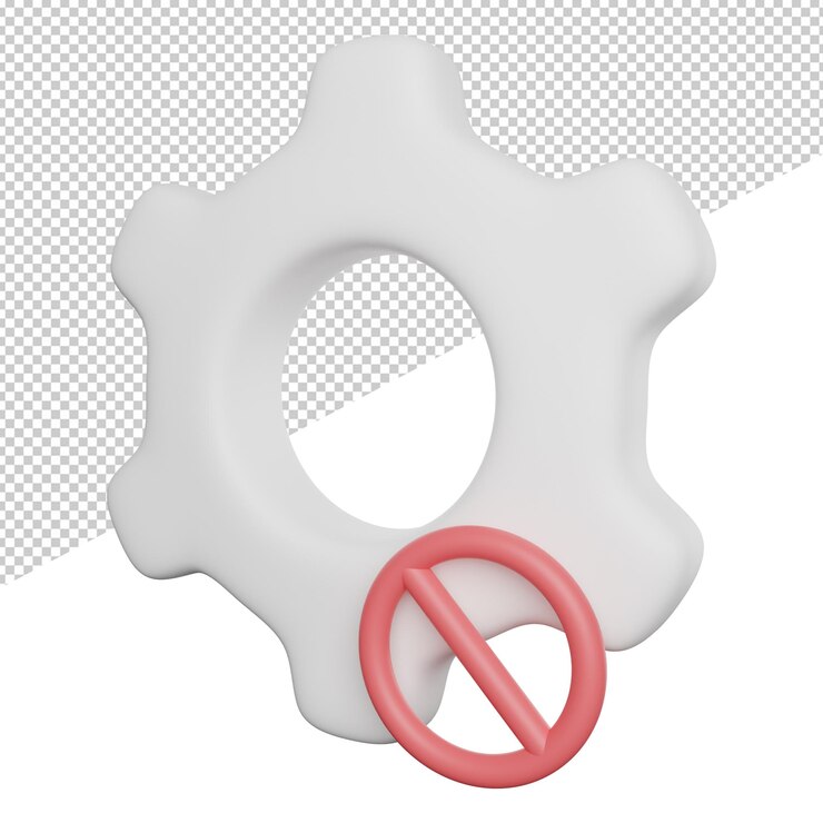 PSD configuración desactivar signo vista lateral 3d renderizado icono ilustración en fondo transparente