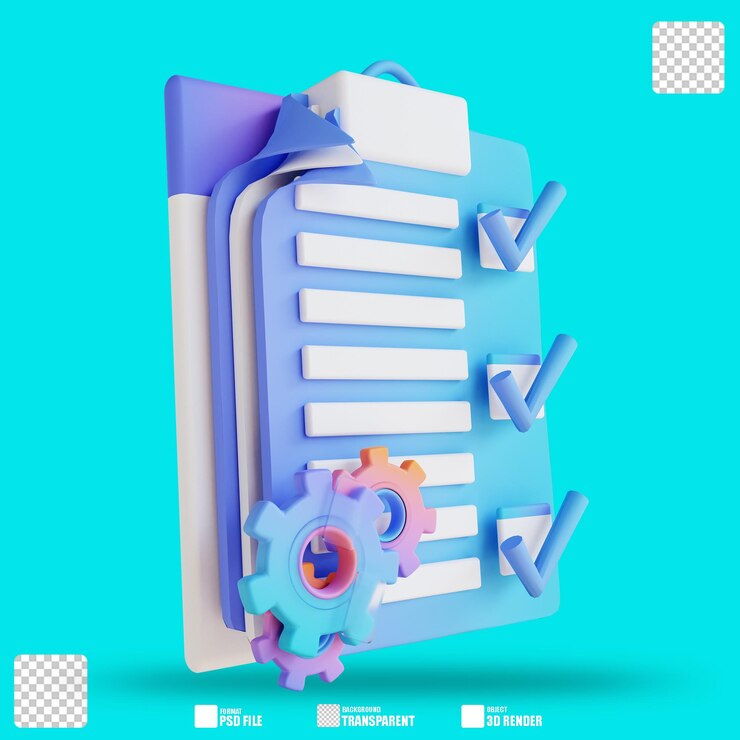 PSD configuración de documentos de aprobación de ilustración 3d 2