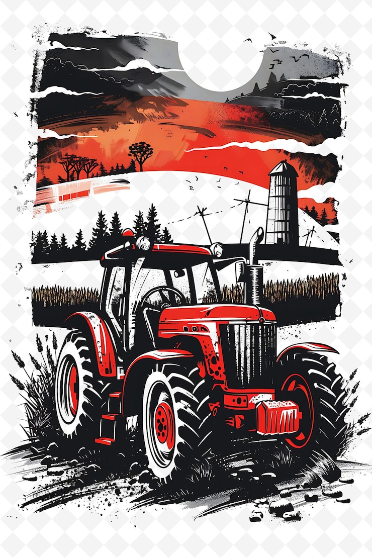 PSD configuración con un pequeño pueblo rally rural farm inspirado decorati diseño de cartel de ilustración plana