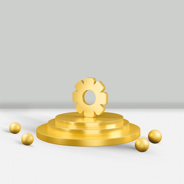 Configuración de render 3d de icono de oro