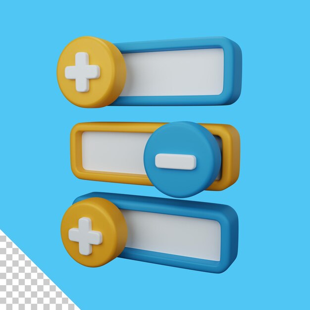 Configuración de representación 3d o interruptor aislado útil para aplicaciones de interfaz de usuario e ilustración de diseño web