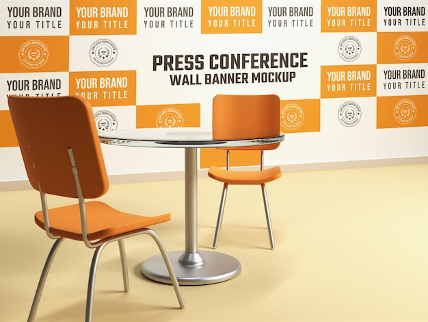 Configuration De La Conférence De Presse Avec Chaise Et Table