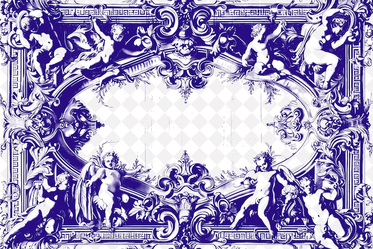 PSD confine di cornice barocca con consistenza ornata ed elaborata featu creative png abstract designs