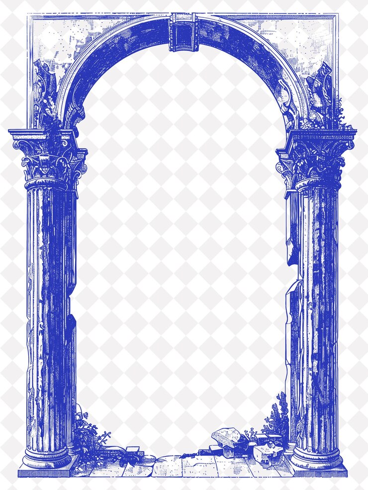 PSD confine di cornice romanica con archi e colonne ripetuti te creative png abstract designs