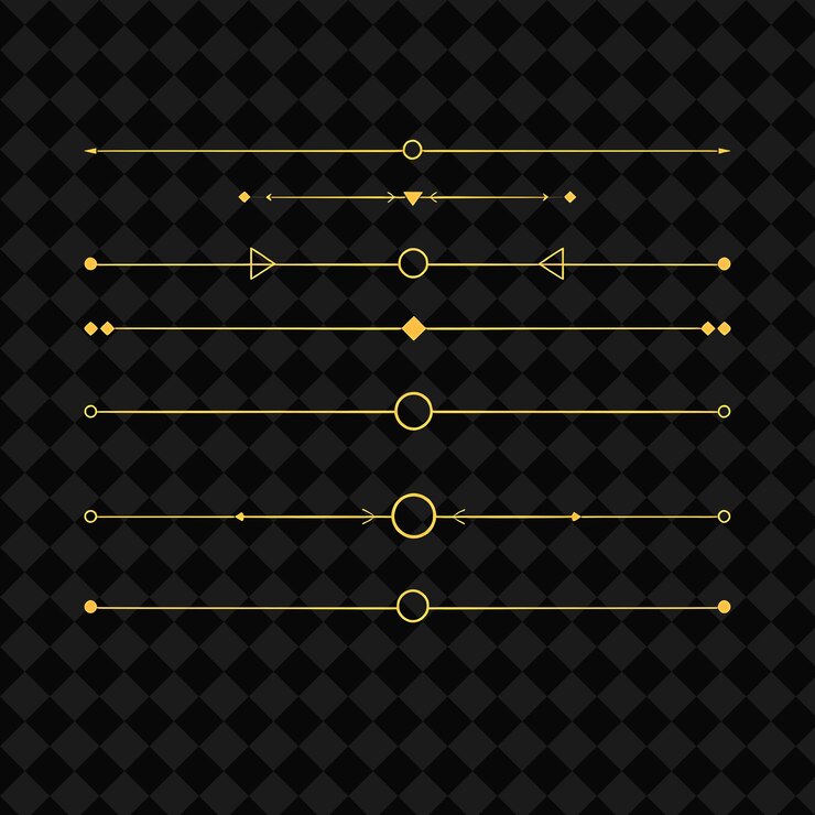 PSD confini decorativi triangoli linee e cerchi carbone con accenti dorati minimalismo modernista c