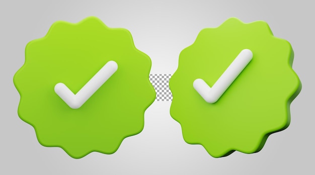 Confirmar aprobar botón verde aislado sobre fondo transparente 3D Render