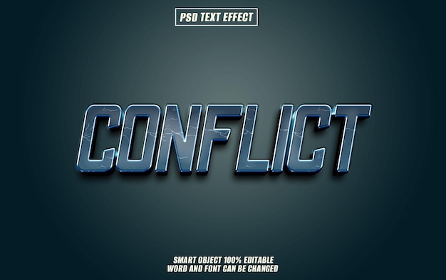 conflict text effect font editable typography 3d text