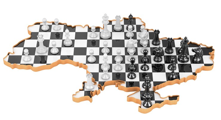 PSD conflicto de la guerra en ucrania concepto renderización 3d aislado en fondo transparente