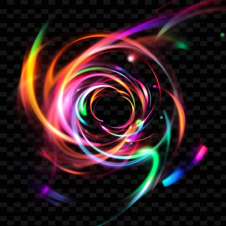 PSD confluencia cromática vires giratorios de mezcla de luz multicolor y textura de luz chisporroteante c png