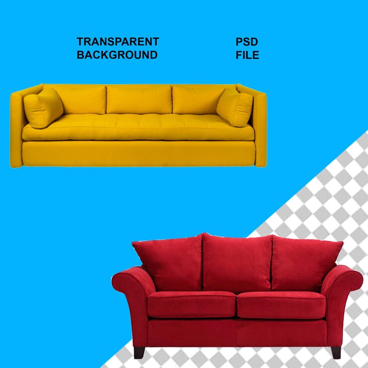 PSD confort de sofá-cama con fondo aislado transparente