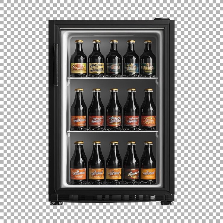 PSD congelador de garrafa de cerveja em fundo transparente ai gerado