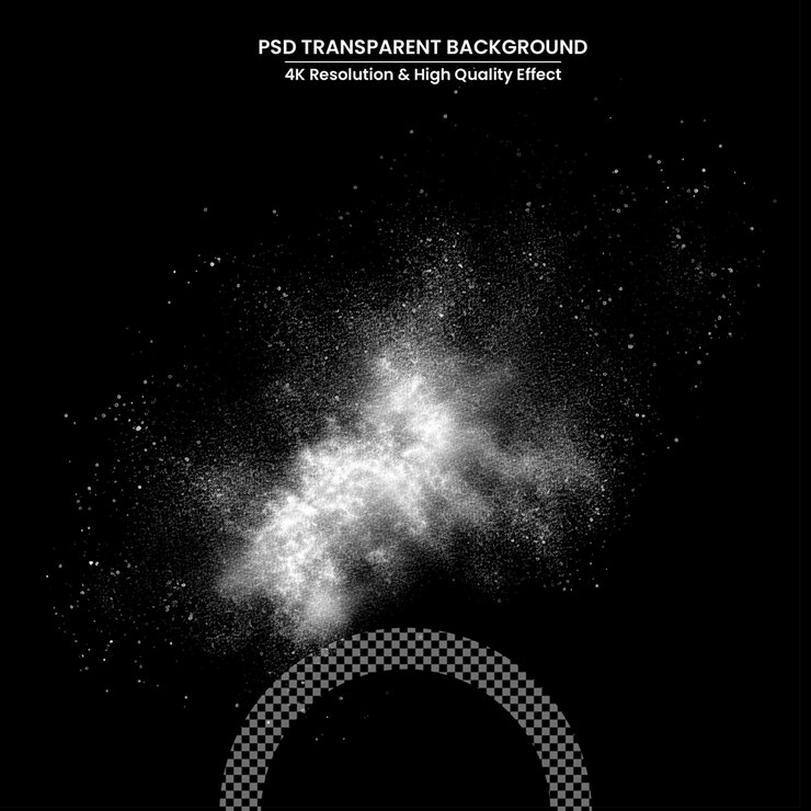 PSD congelar el movimiento de la explosión de polvo blanco sobre fondo oscuro polvo blanco sobre fondo oscuro