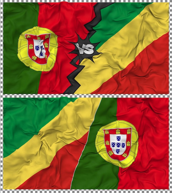 Congo contra Portugal Media bandera combinada con textura 3D de la tela